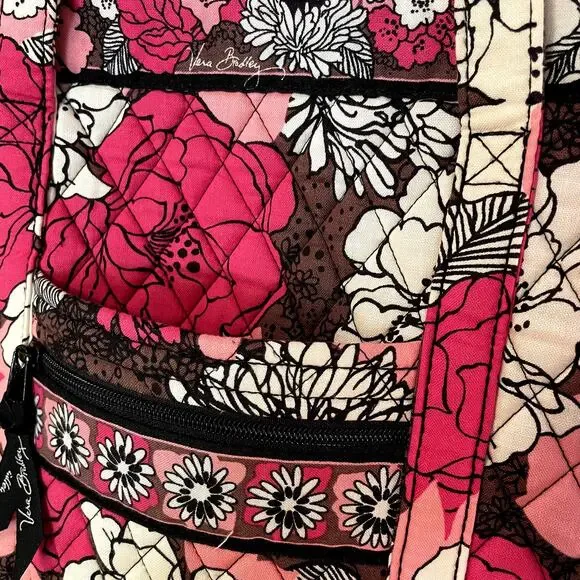 Vera Bradley Mocha Rouge Quilted Medium Tote Purse - Picture 2 of 10